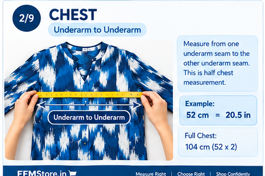 FFM Blue Wave Tie-Dye Top Measurement