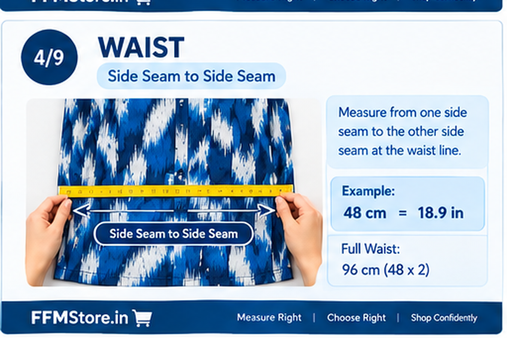 FFM Blue Wave Tie-Dye Top Measurement