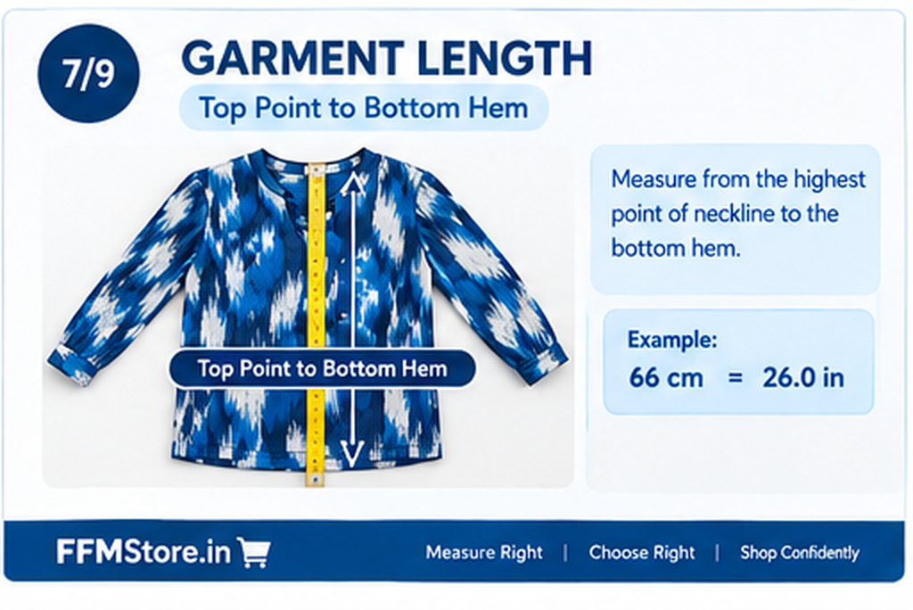 FFM Blue Wave Tie-Dye Top Measurement